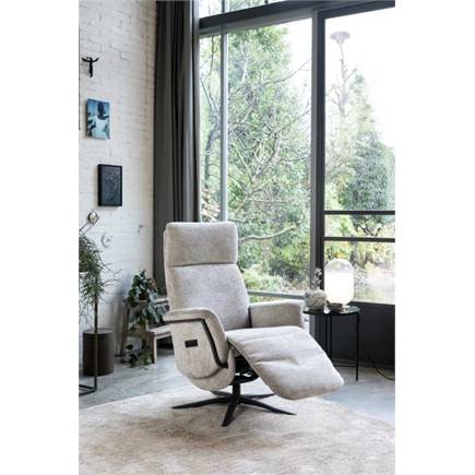 Henders en Hazel relax- - 3-motoren + accu - graphiet poot -elektrische hoofdsteun-leder Maine taupe