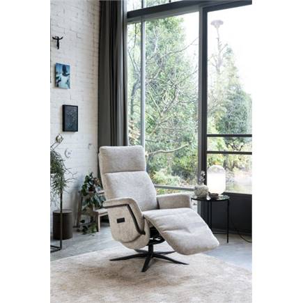 Henders en Hazel relax- - 3-motoren + accu - graphiet poot -elektrische hoofdsteun-leder Maine taupe