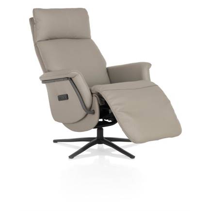 Henders en Hazel relax- - 3-motoren + accu - graphiet poot -elektrische hoofdsteun-leder Maine taupe