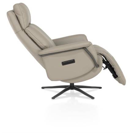 Henders en Hazel relax- - 3-motoren + accu - graphiet poot -elektrische hoofdsteun-leder Maine taupe
