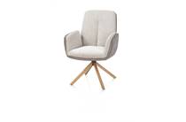 Henders en Hazel THEROS eetkamer fauteuil 4-poots naturel eiken - draaibaar - stof oregon/sevilla Kiezel