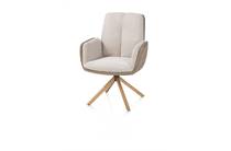 Henders en Hazel THEROS eetkamer fauteuil 4-poots naturel eiken met relax-systeem - draaibaar - stof oregon/sevilla Beige