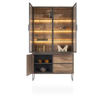 Henders en Hazel buffet 120 cm - 2-glasdeuren + 1-deur + 2-laden (+ LED)