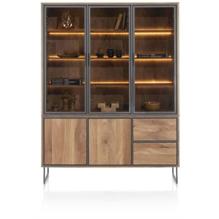 Henders en Hazel buffet 160 cm - 3-glasdeuren + 2-deuren + 2-laden (+ LED)