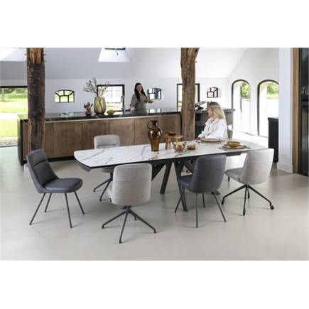 Henders en Hazel 200 (+ 80) x 100 cm - keramiek op glas Wit