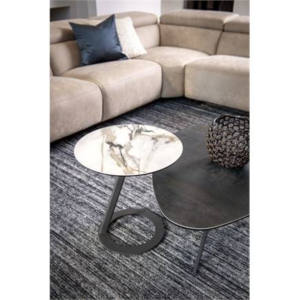 Henders en Hazel rond 50 cm - keramiek op glas Wit