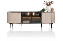 XOOON ARAMON dressoir 240 cm. - 2-deuren + 2-glasdeuren + 3-niches (+ LED)