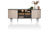 XOOON 210 cm. - 2-deuren + 2-glasdeuren + 3-niches (+ LED) dressoir