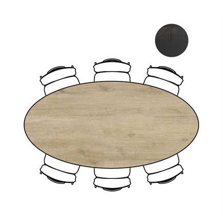 XOOON tafel 220 x 110 cm. - ellips - poten aan de zijkant Natural