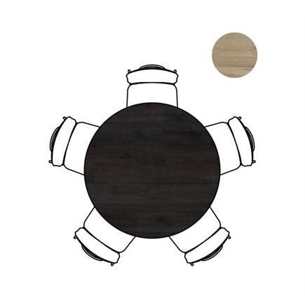 XOOON tafel 125 cm. - rond - centrale poot kort Onyx