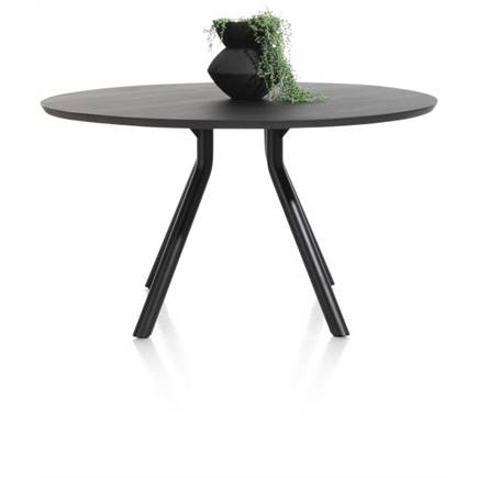 XOOON tafel 125 cm. - rond - centrale poot kort Onyx