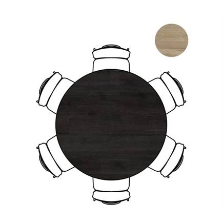 XOOON tafel 140 cm. - rond - centrale poot kort Onyx