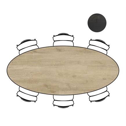 XOOON tafel 250 x 110 cm. - ellips - centrale poot lang Natural