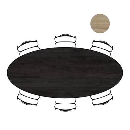 XOOON tafel 250 x 110 cm. - ellips - centrale poot lang Onyx