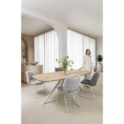 XOOON tafel 160 x 100 cm. - ovaal - centrale poot Nebbia Naturel Nebbia