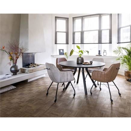 XOOON tafel 125 cm. - rond - centrale poot Nebbia Naturel Nebbia