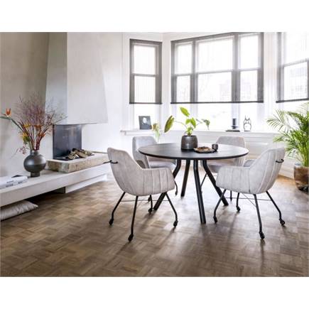 XOOON tafel 125 cm. - rond - centrale poot Nebbia Naturel Nebbia