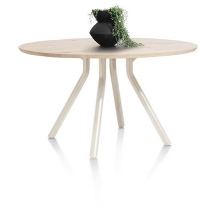 XOOON tafel 140 cm. - rond - centrale poot Nebbia Naturel Nebbia