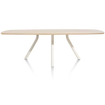 XOOON tafel 220 x 110 cm. - ovaal - centrale poot Nebbia Naturel Nebbia