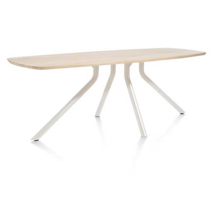 XOOON tafel 220 x 110 cm. - ovaal - centrale poot Nebbia Naturel Nebbia