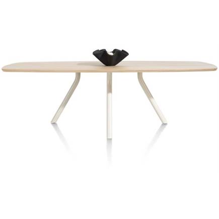 XOOON tafel 220 x 110 cm. - ovaal - centrale poot Nebbia Naturel Nebbia