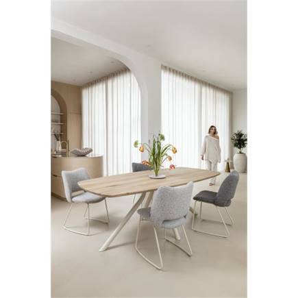 XOOON tafel 220 x 110 cm. - ovaal - centrale poot Nebbia Naturel Nebbia