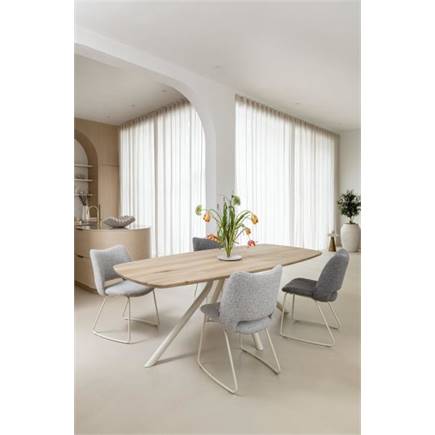 XOOON tafel 250 x 110 cm. - ovaal - centrale poot Nebbia Naturel Nebbia