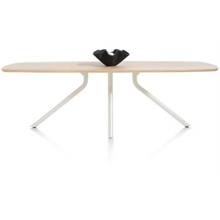 XOOON tafel 250 x 110 cm. - ovaal - centrale poot Nebbia Naturel Nebbia