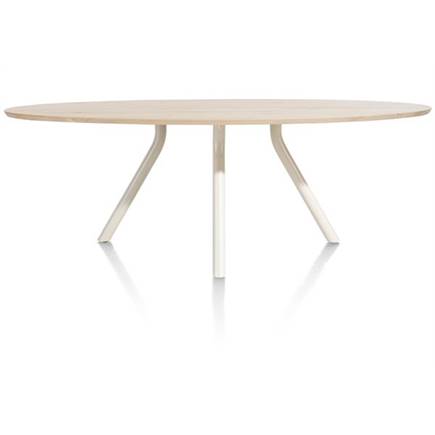 XOOON tafel 220 x 110 cm. - ellips - centrale poot Nebbia Naturel Nebbia