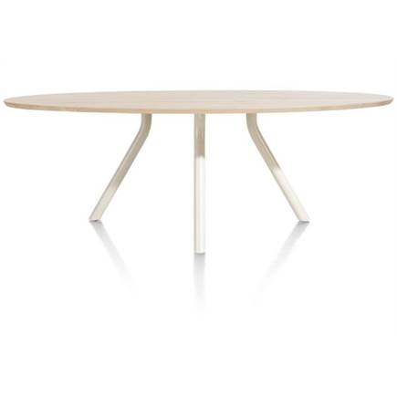 XOOON tafel 220 x 110 cm. - ellips - centrale poot Nebbia Naturel Nebbia