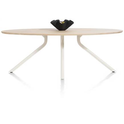 XOOON tafel 220 x 110 cm. - ellips - centrale poot Nebbia Naturel Nebbia