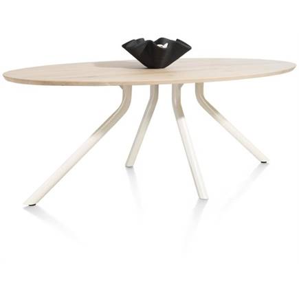 XOOON tafel 220 x 110 cm. - ellips - centrale poot Nebbia Naturel Nebbia