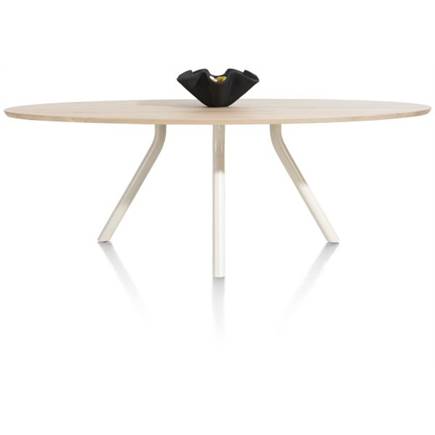 XOOON tafel 220 x 110 cm. - ellips - centrale poot Nebbia Naturel Nebbia