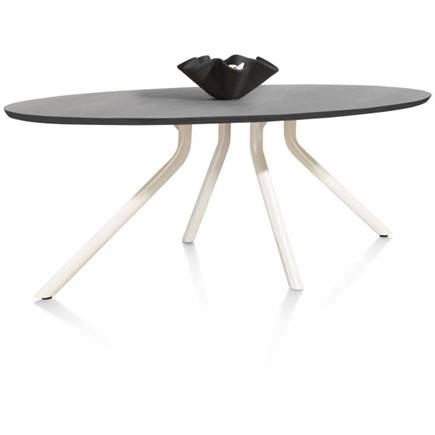 XOOON tafel 220 x 110 cm. - ellips - centrale poot Nebbia Onyx Nebbia