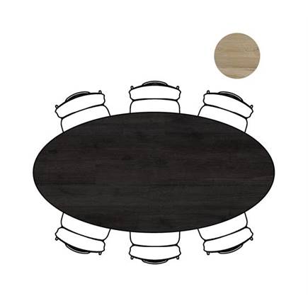 XOOON tafel 220 x 110 cm. - ellips - centrale poot Nebbia Onyx Nebbia