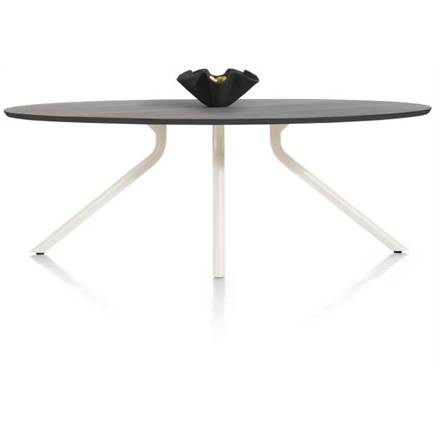 XOOON tafel 220 x 110 cm. - ellips - centrale poot Nebbia Onyx Nebbia