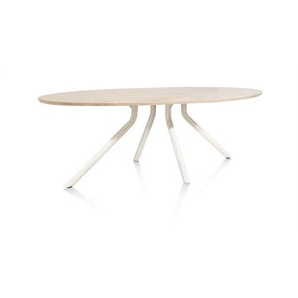 XOOON tafel 250 x 110 cm. - ellips - centrale poot Nebbia Naturel Nebbia