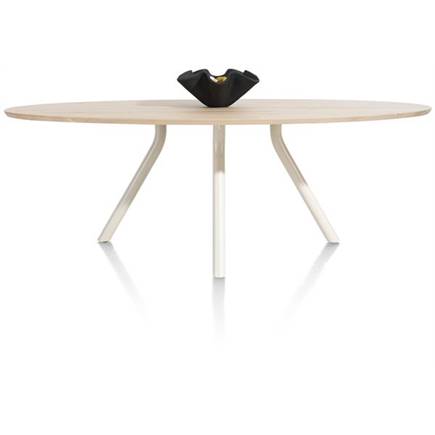 XOOON tafel 250 x 110 cm. - ellips - centrale poot Nebbia Naturel Nebbia