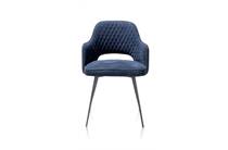 XOOON BENTON eetkamer fauteuil met grafiet frame - stof Monta met piping Tatra antraciet Donkerblauw