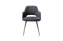 XOOON BENTON eetkamer fauteuil met grafiet frame - stof Monta met piping Tatra antraciet Grijs
