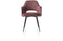 XOOON BENTON eetkamer fauteuil met rough off black frame - stof Karese met piping antraciet Burgundy Red