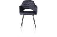 XOOON BENTON eetkamer fauteuil met rough off black frame - stof Karese met piping antraciet Zwart