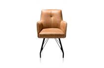 XOOON BODIL eetkamer fauteuil met pocketvering + handgreep - stof Rocky Cognac