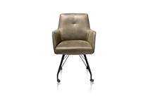 XOOON BODIL eetkamer fauteuil met wielen - met pocketvering + handgreep - stof Rocky Groen