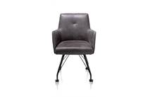 XOOON BODIL eetkamer fauteuil met wielen - met pocketvering + handgreep - stof Rocky Off Black