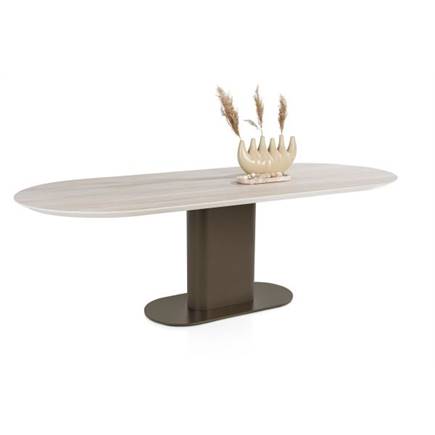 XOOON 240 x 100 cm - keramiek blad Travertin Steel Brown