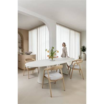 XOOON eik naturel met gestoffeerde zit in stof Brioni Creme