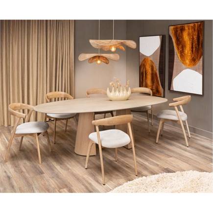 XOOON eik naturel met gestoffeerde zit in stof Brioni Creme