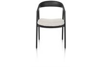 XOOON DANTE eetkamer fauteuil eik antraciet met gestoffeerde zit in stof Brioni Creme