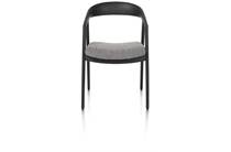 XOOON DANTE eetkamer fauteuil eik antraciet met gestoffeerde zit in stof Brioni Lever